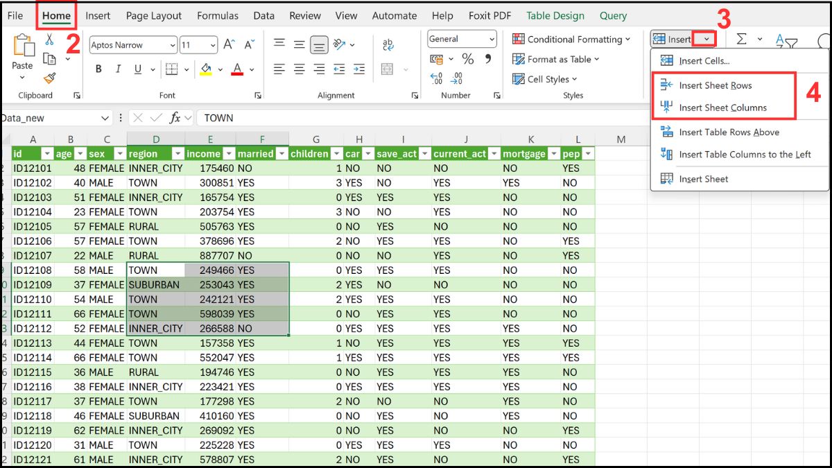 Cách sử dụng Name Box trong Excel: Chèn hoặc xóa hàng Bước 2