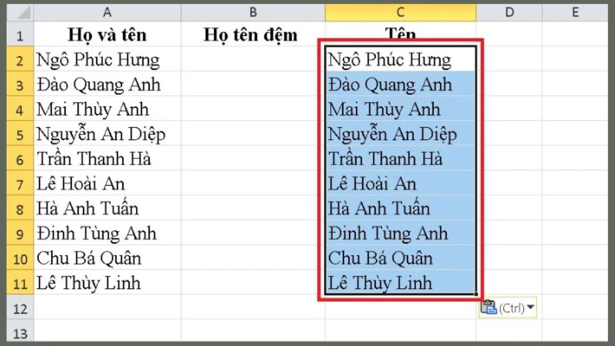Lỗi thường gặp khi tách cột trong Excel