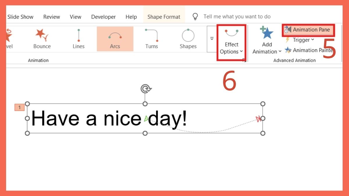 Cách tạo chữ uốn lượn trong PowerPoint bằng Animation: Bước 3