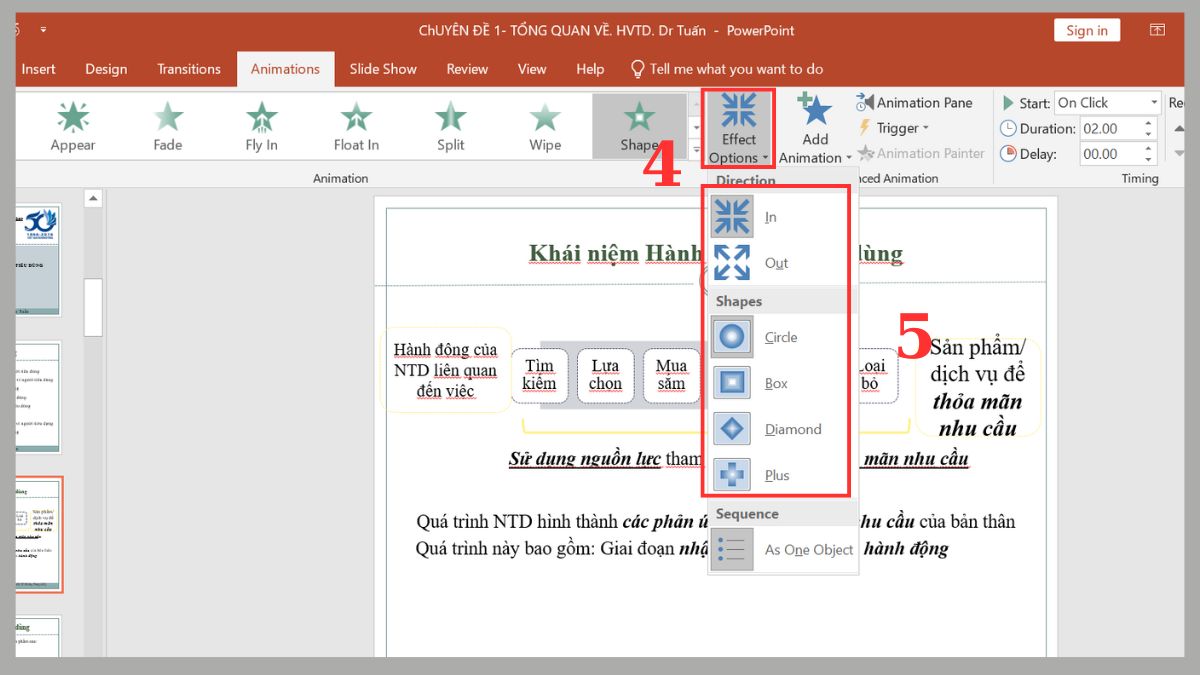 Tạo hiệu ứng chạy chữ trong Powerpoint xuất hiện từ nhiều hướng Bước 3