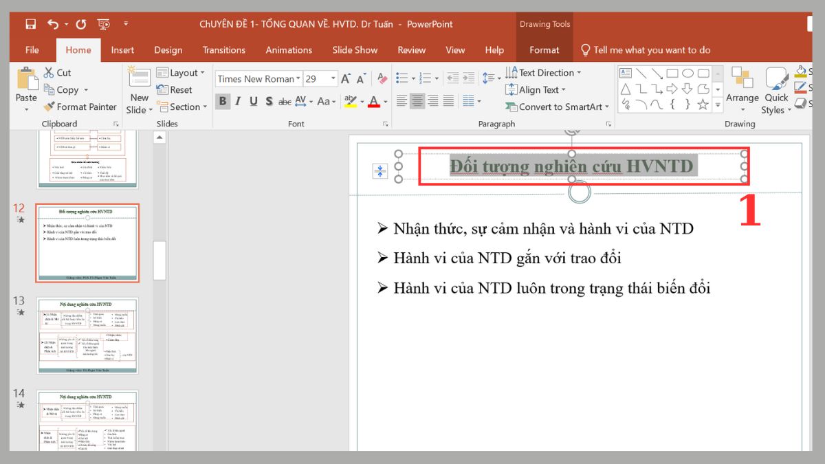 Cách tạo hiệu ứng Zoom chữ trong Powerpoint Bước 1