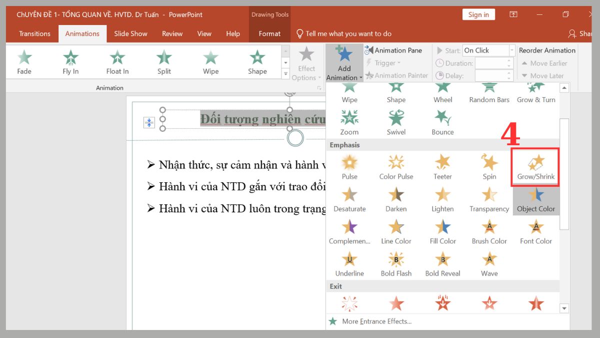 Cách tạo hiệu ứng Zoom chữ trong Powerpoint Bước 3