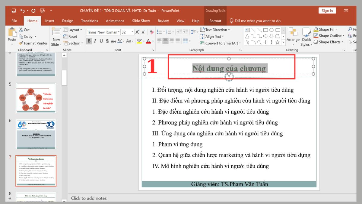 Cách tạo hiệu ứng chạy từng chữ trong PowerPoint Bước 1
