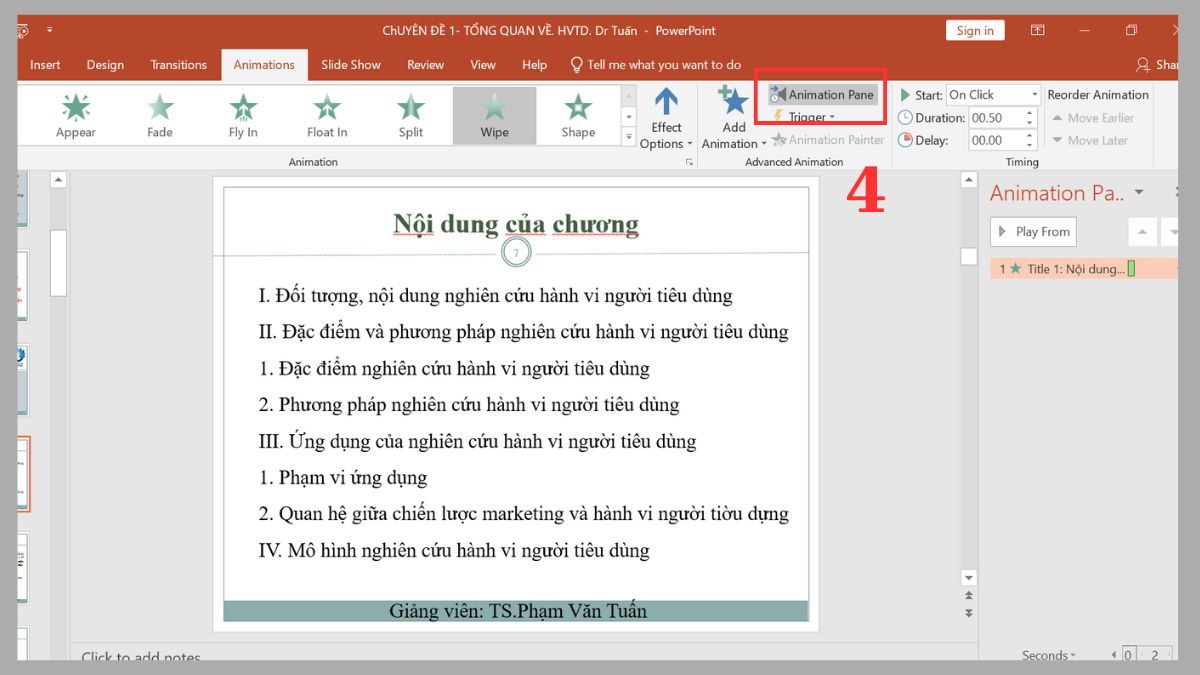 Cách tạo hiệu ứng chạy từng chữ trong PowerPoint Bước 4a