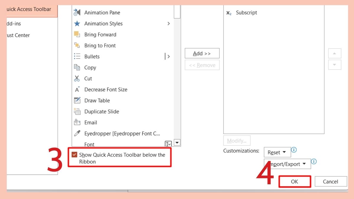 Hiển thị Thanh truy cập nhanh trong PowerPoint Bước 3