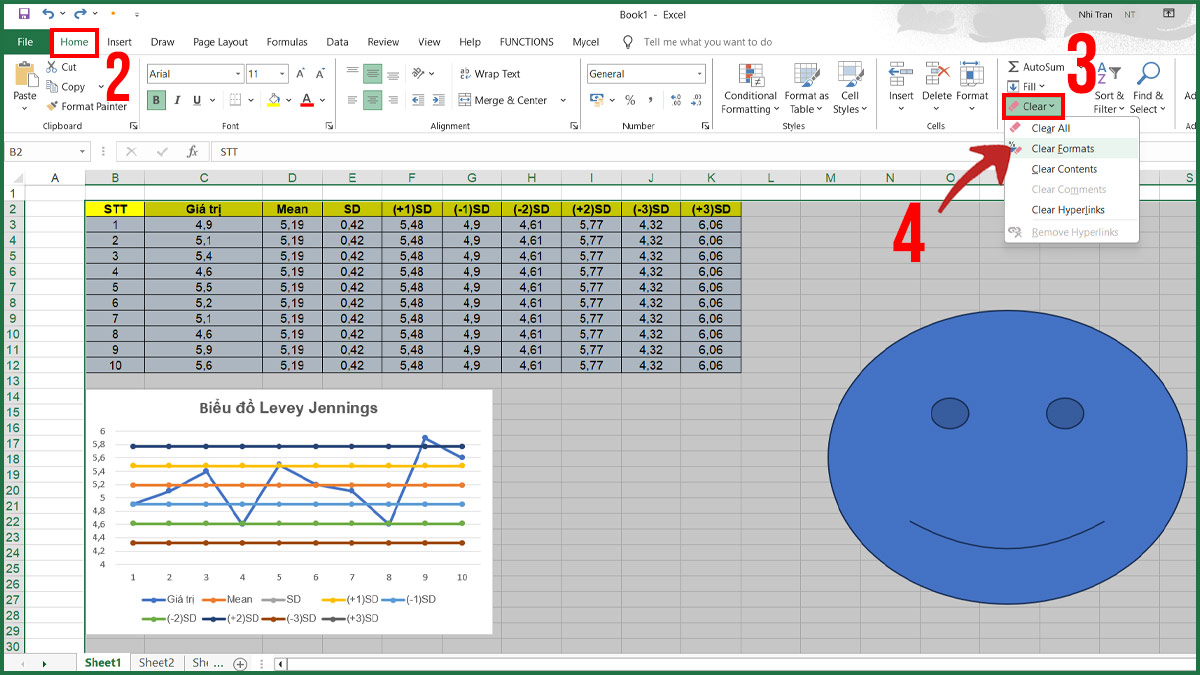 Sửa khi thanh cuộn trong Excel quá dài - xóa định dạng khác bước 1