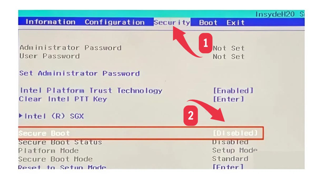  Sửa lỗi update BIOS Asus bị lỗi: Tắt Secure Boot 