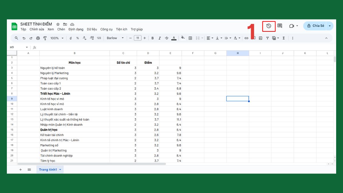 Cách xem lịch sử chỉnh sửa Google Sheet trên máy tính Bước 1
