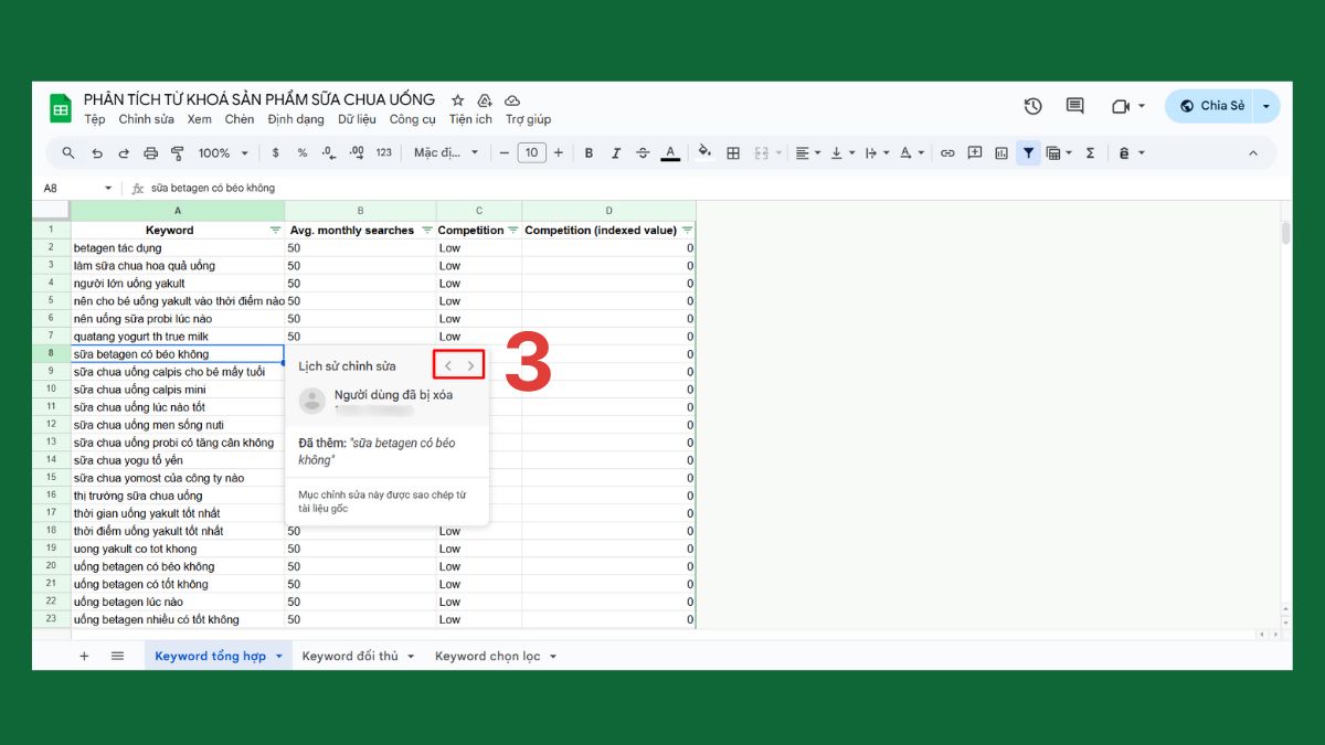 Cách xem lịch sử chỉnh sửa Google Sheet từng ô Bước 3