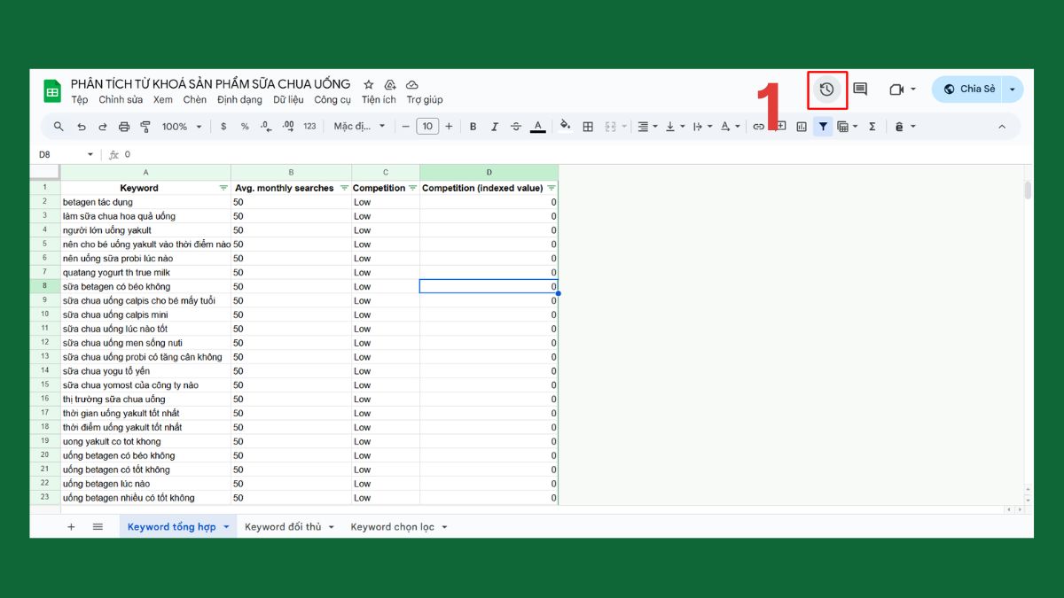 Xem lịch sử chỉnh sửa Google Sheet và khôi phục dữ liệu Bước 1