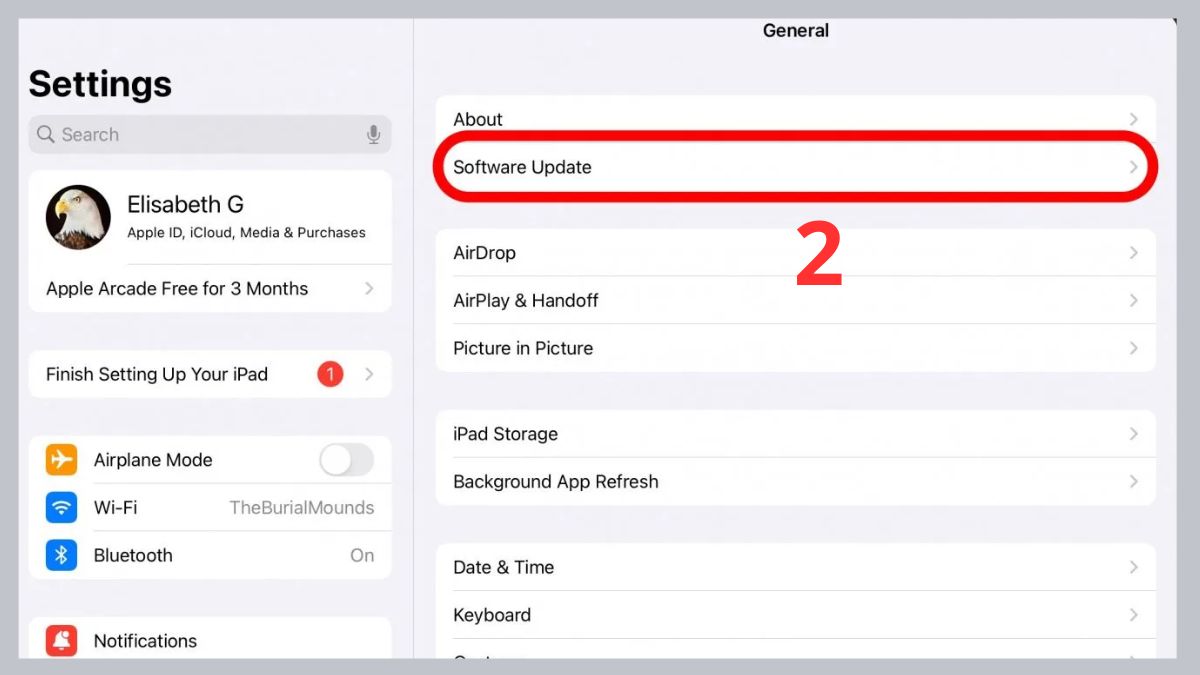 Sửa bàn phím iPad bị thu nhỏ: Cập nhật iPadOS bước 2