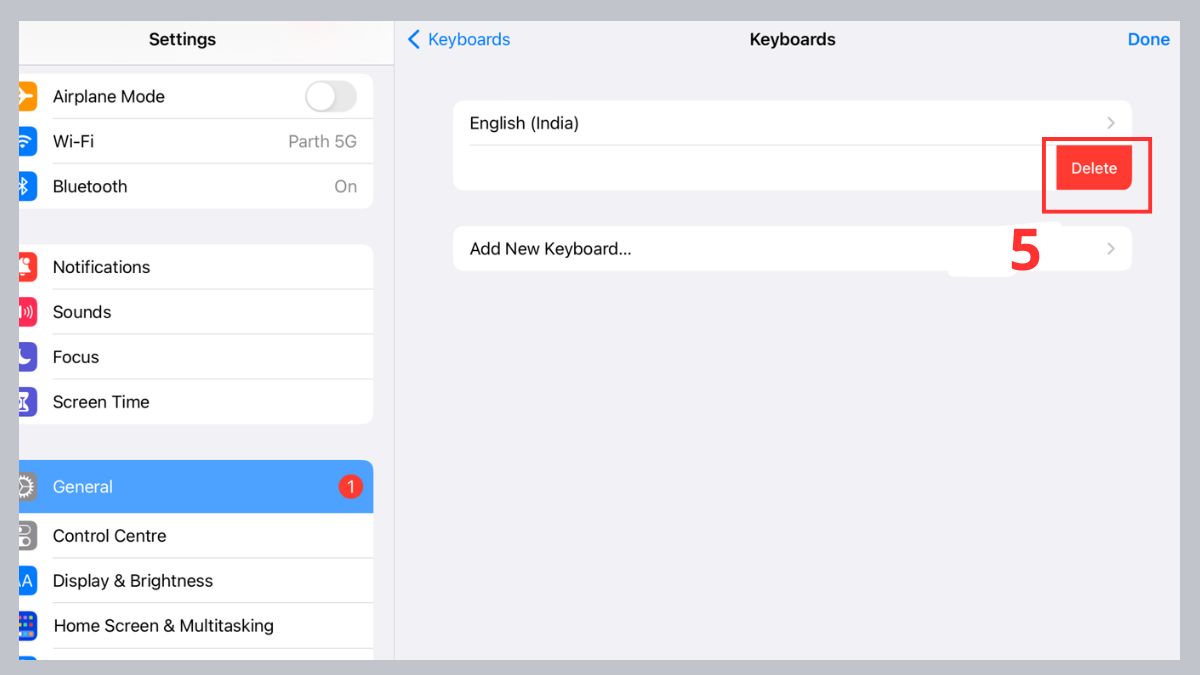 Sửa bàn phím iPad bị thu nhỏ: tắt bàn phím từ ứng dụng bên thứ ba bước 5