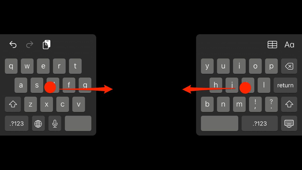 Chỉnh nhanh bàn phím iPad bị thu nhỏ trực tiếp trên màn hình