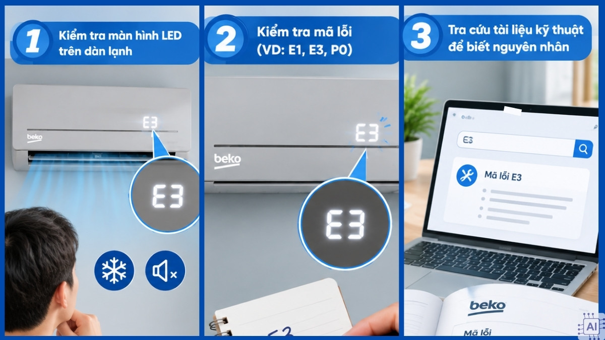 Cách kiểm tra mã lỗi máy lạnh Beko