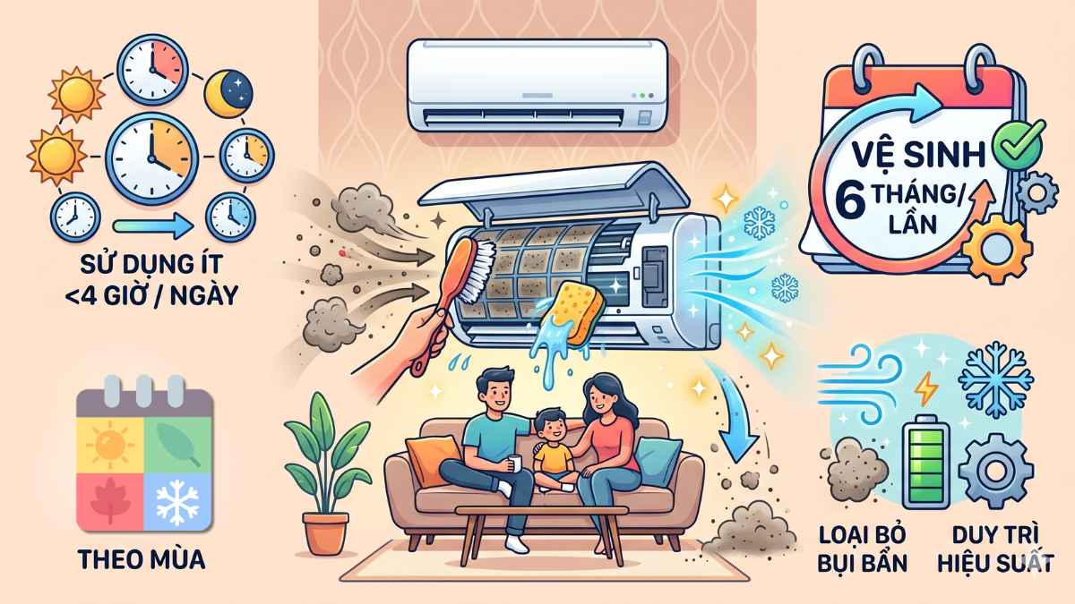 Bao lâu vệ sinh máy lạnh 1 lần là tốt nhất?