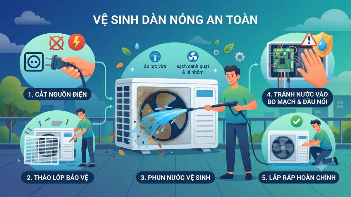 Cách vệ sinh dàn nóng máy lạnh