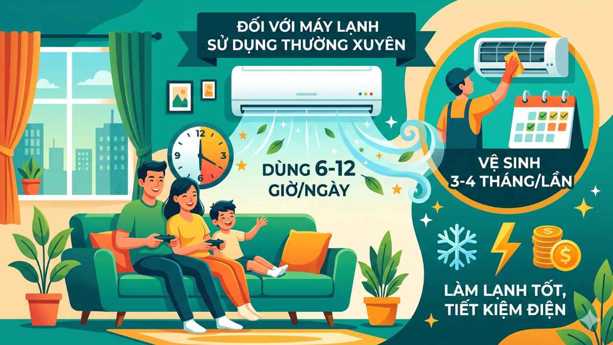 Bao lâu vệ sinh máy lạnh 1 lần là tốt nhất?