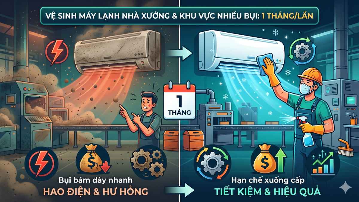 Bao lâu vệ sinh máy lạnh 1 lần là tốt nhất?