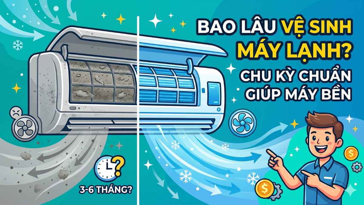 Bao lâu vệ sinh máy lạnh 1 lần? Chu kỳ chuẩn giúp máy bền