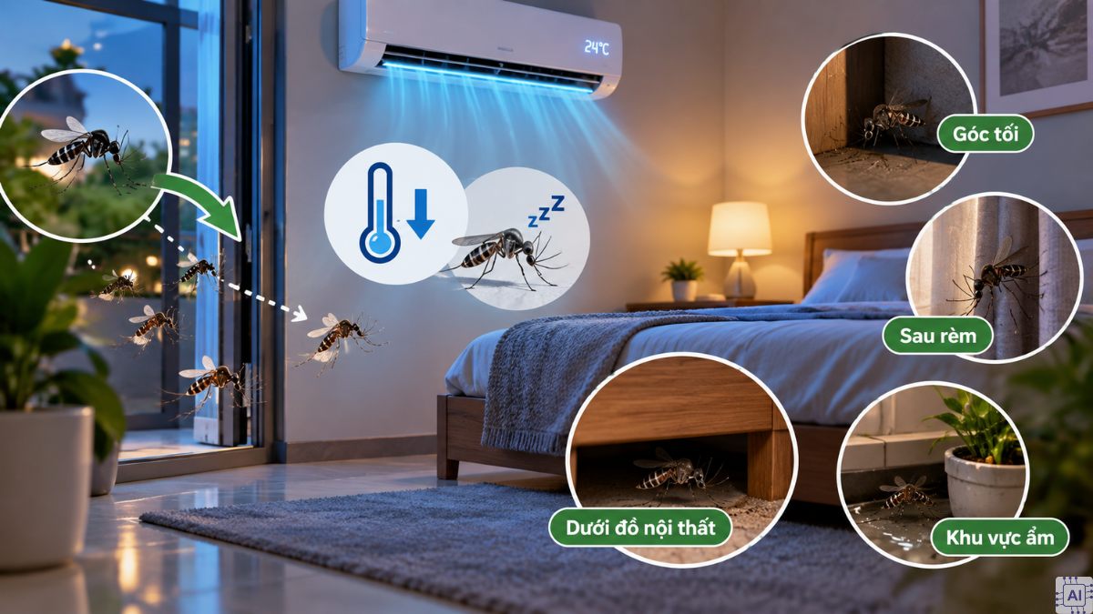 Bật máy lạnh có muỗi không?