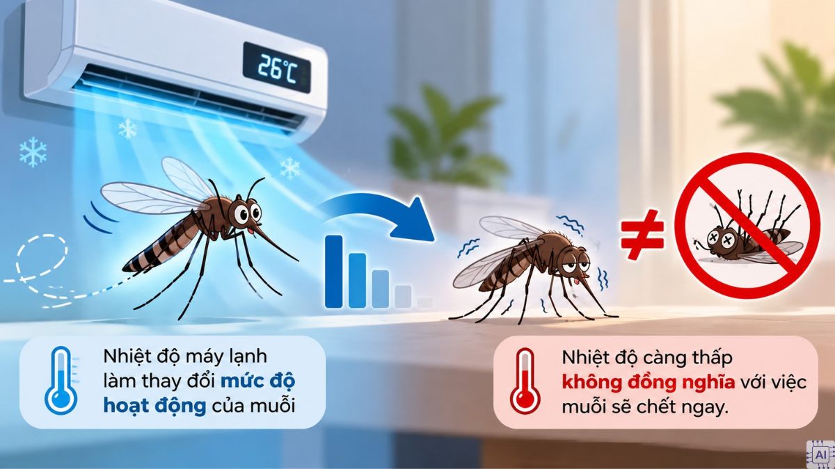 Bật máy lạnh muỗi có chết không?