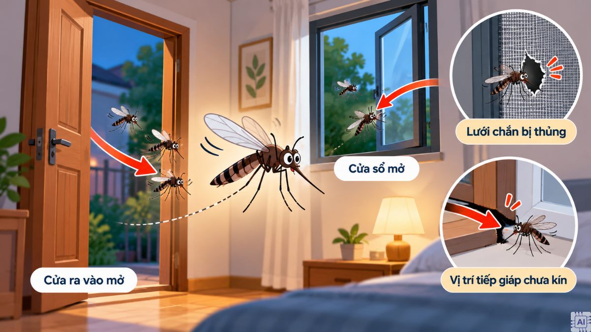 Tại sao bật máy lạnh muỗi vẫn xuất hiện và đốt người?