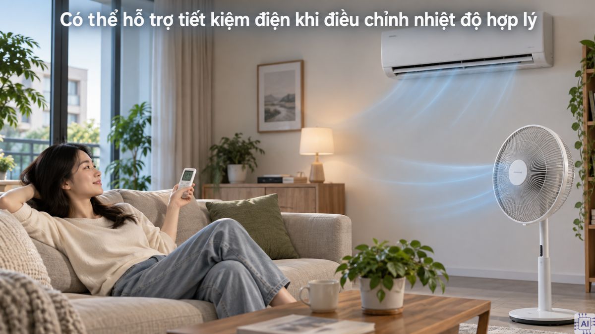 Lợi ích khi bật quạt cùng máy lạnh