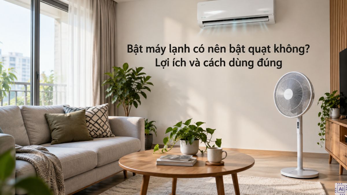 Bật máy lạnh có nên bật quạt không? Cách dùng đúng, tiết kiệm điện
