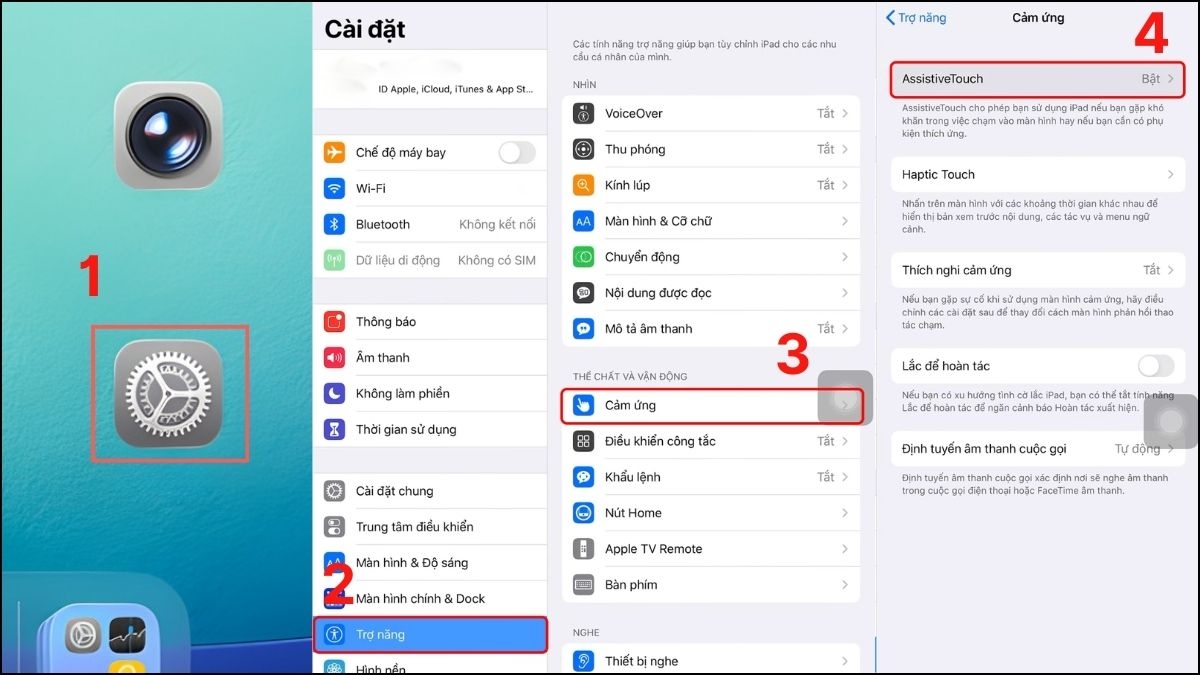 Tùy chỉnh độ mờ của nút Home ảo trên iPad bước 1