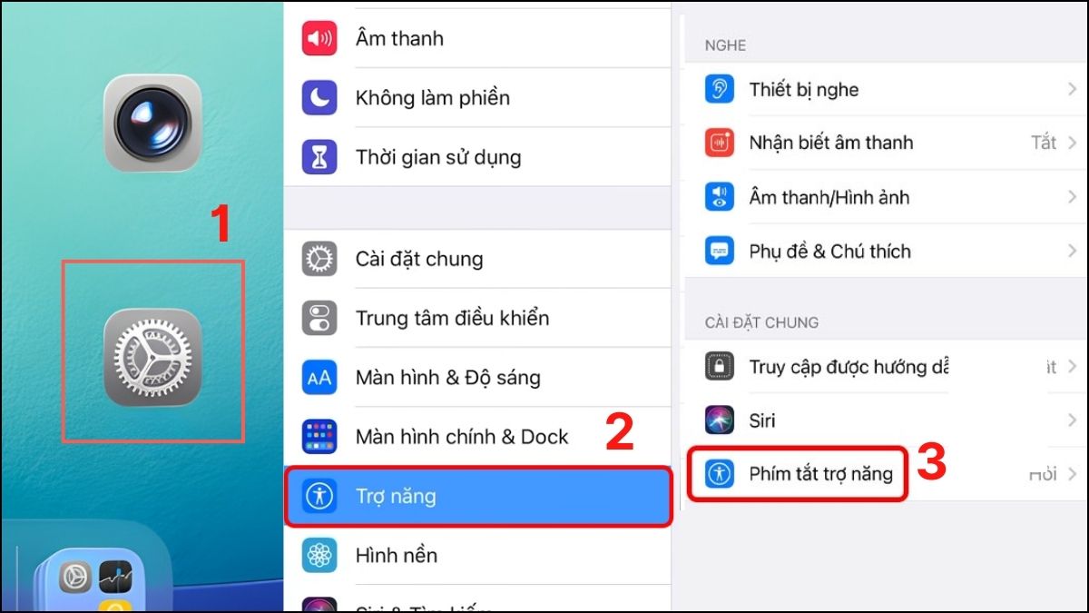 Bật nút Home ảo trên iPad bằng Phím tắt Trợ năng bước 1