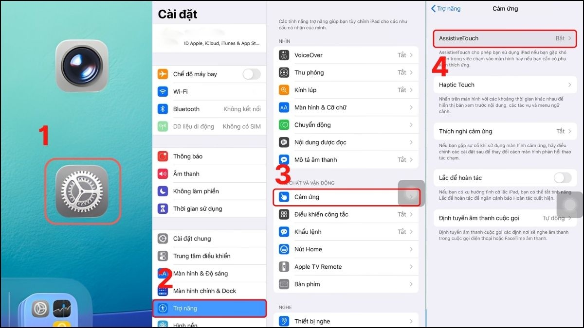 Tùy chỉnh menu nút Home ảo trên iPad bước 1