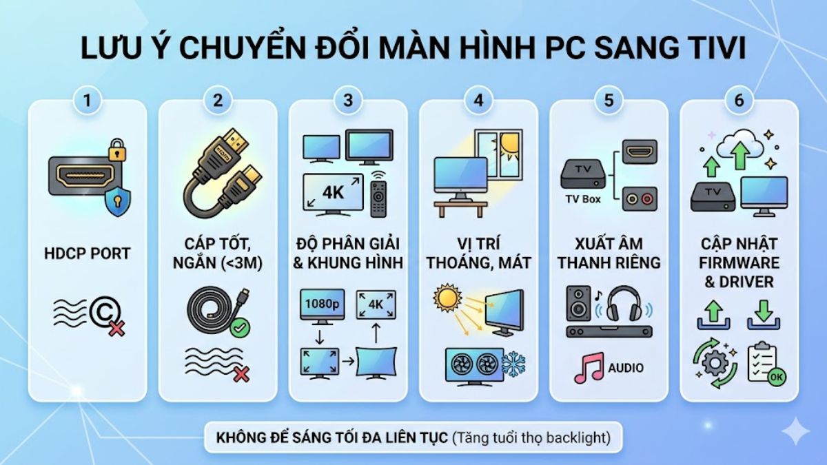 Những lưu ý khi chuyển đổi màn hình máy tính sang tivi