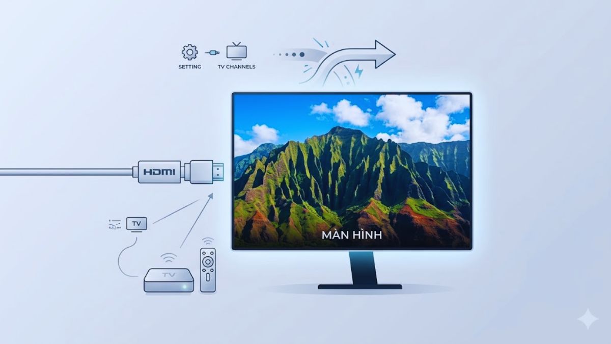Cách biến màn hình máy tính thành tivi đơn giản, hình ảnh sắc nét