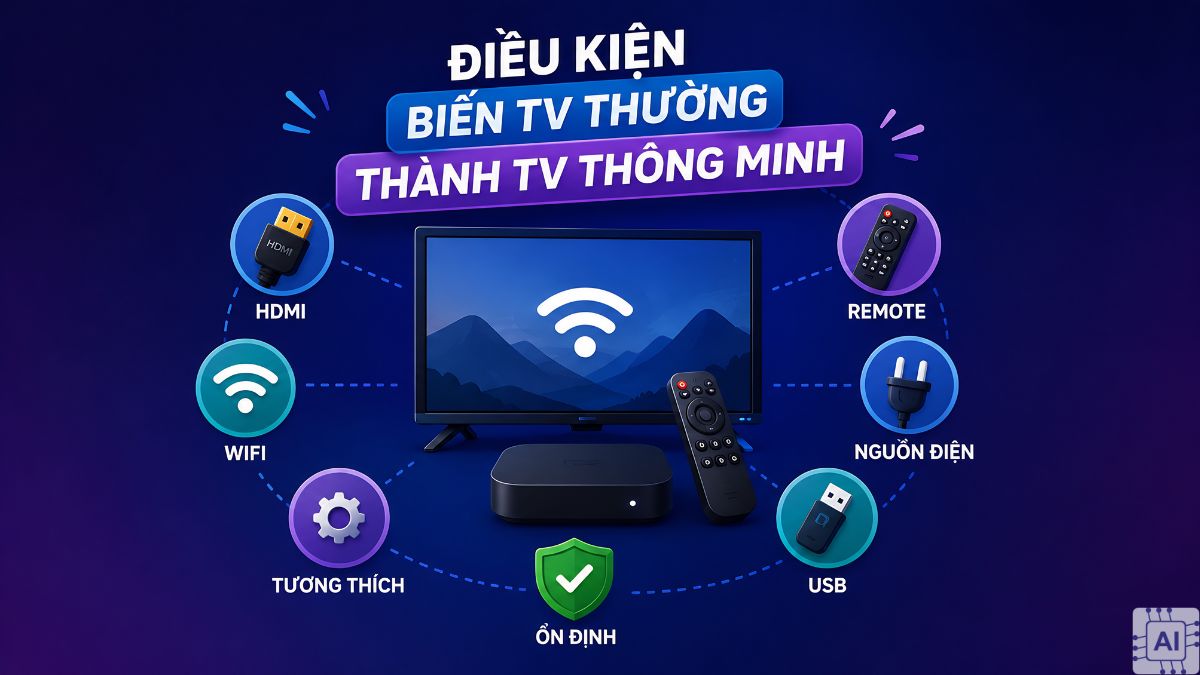 Điều kiện để biến tivi thường thành tivi thông minh