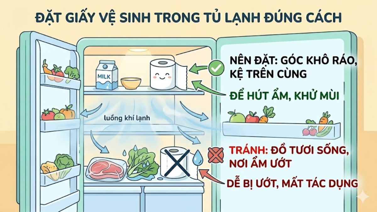 Cách bỏ giấy vệ sinh vào tủ lạnh đúng cách