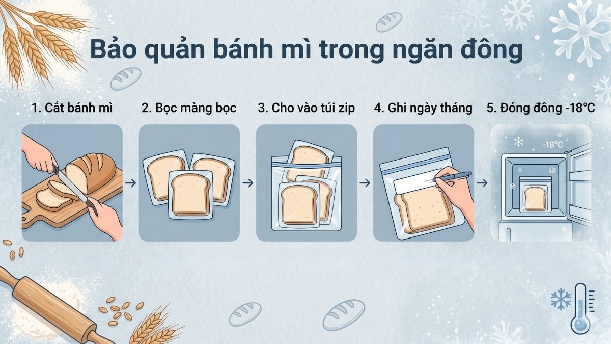 Cách bảo quản bánh mì trong ngăn đông tủ lạnh
