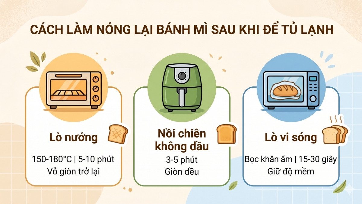 Cách làm nóng lại bánh mì sau khi để tủ lạnh
