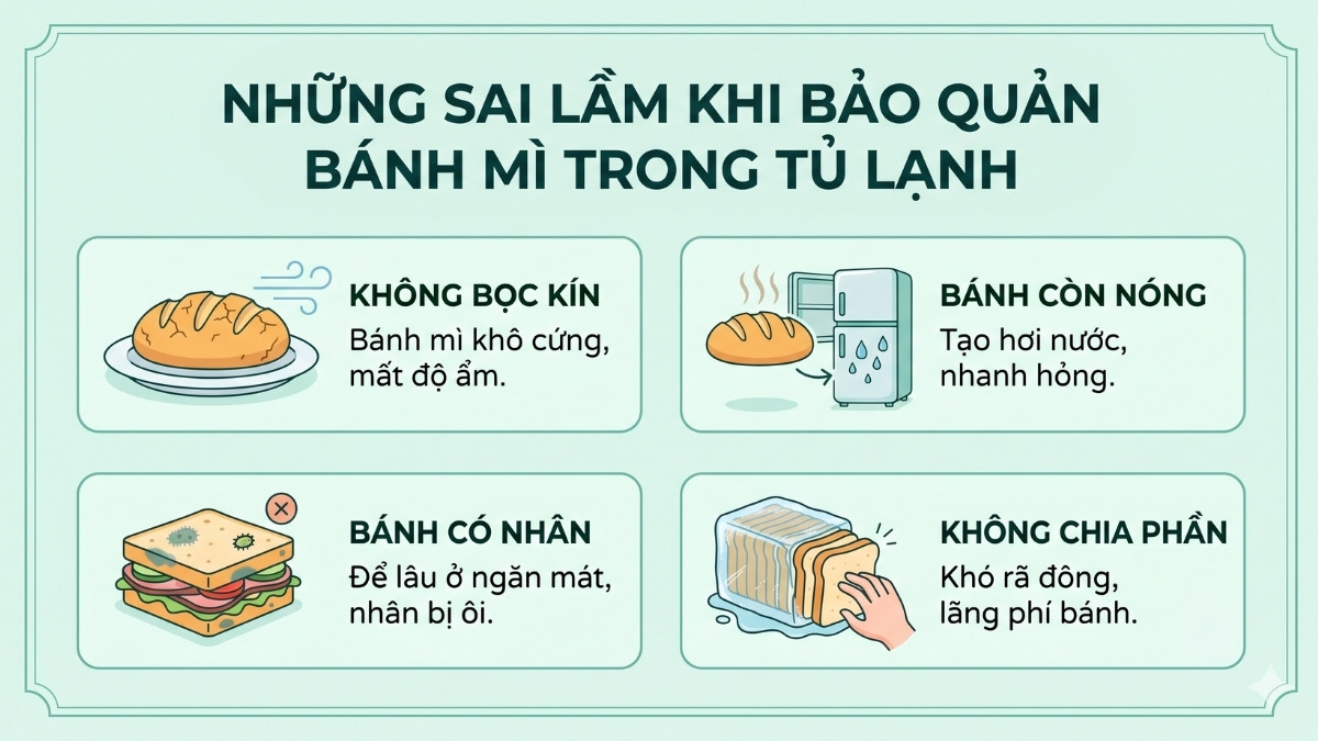 Những sai lầm khi bảo quản bánh mì trong tủ lạnh
