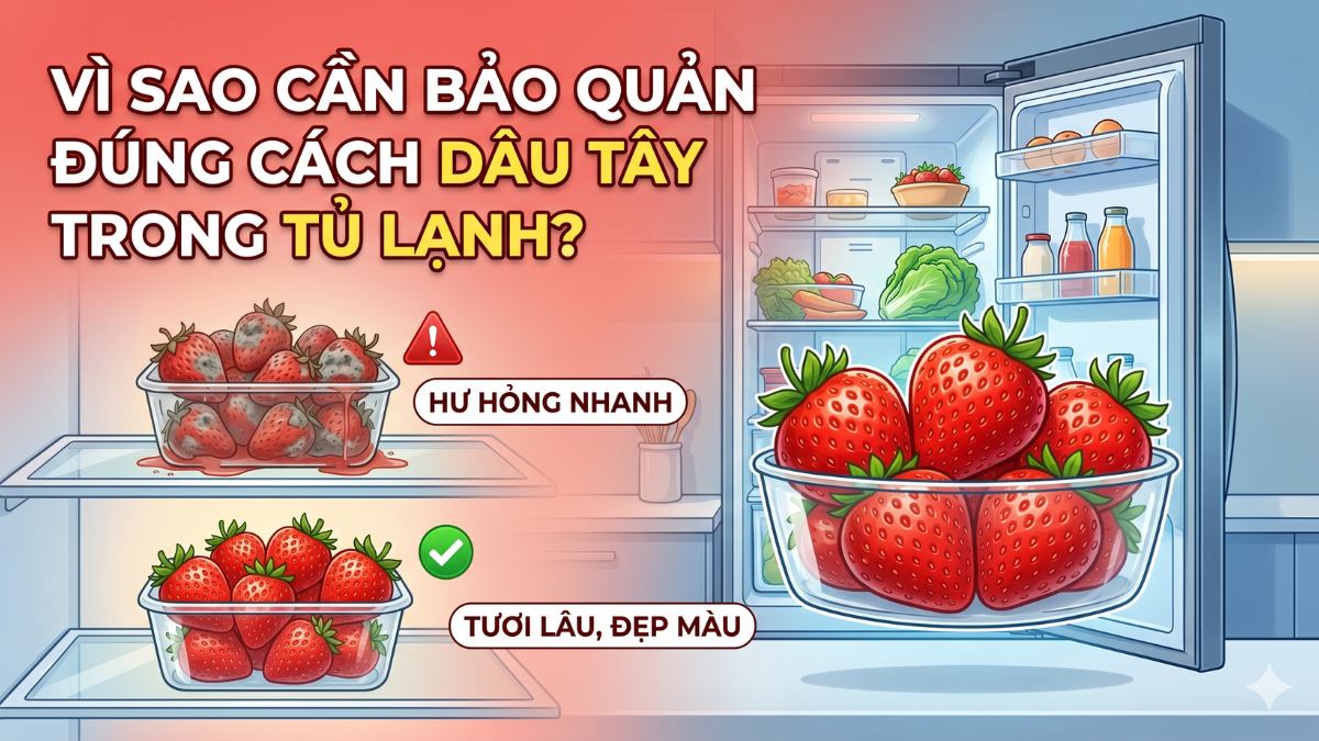 Vì sao cần bảo quản dâu tây đúng cách trong tủ lạnh?