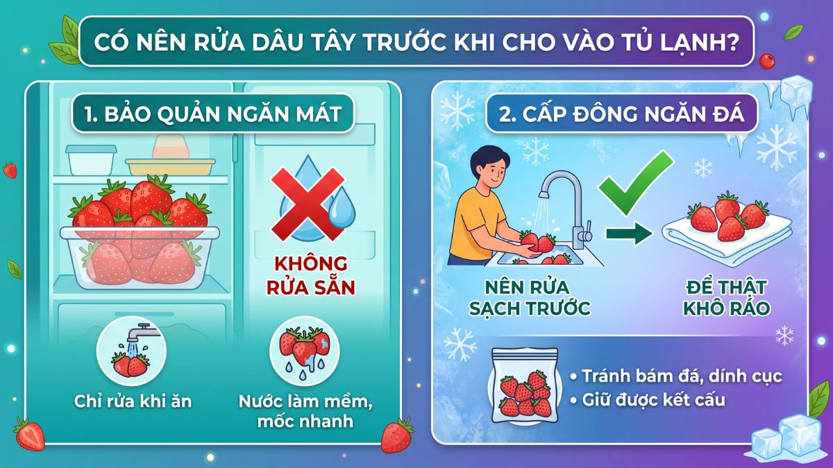 Có nên rửa dâu tây trước khi cho vào tủ lạnh không