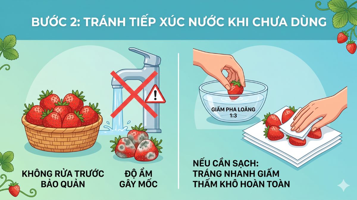 Cách bảo quản dâu tây trong tủ lạnh đúng chuẩn bước 2