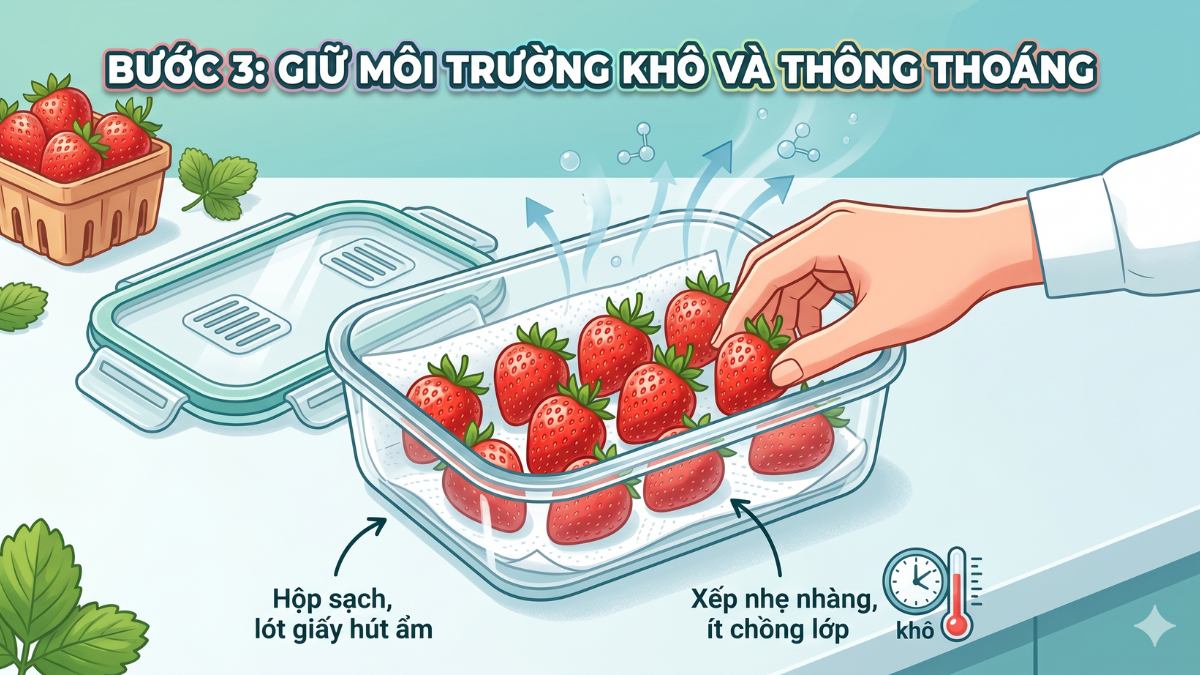 Cách bảo quản dâu tây trong tủ lạnh đúng chuẩn bước 3