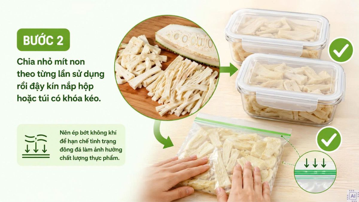 Cách bảo quản mít non trong ngăn đông tủ lạnh