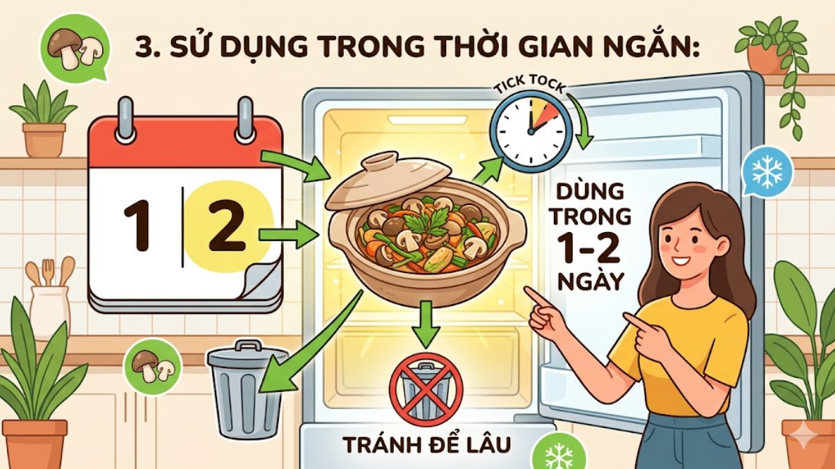 Cách bảo quản nấm rơm đã nấu chín trong tủ lạnh