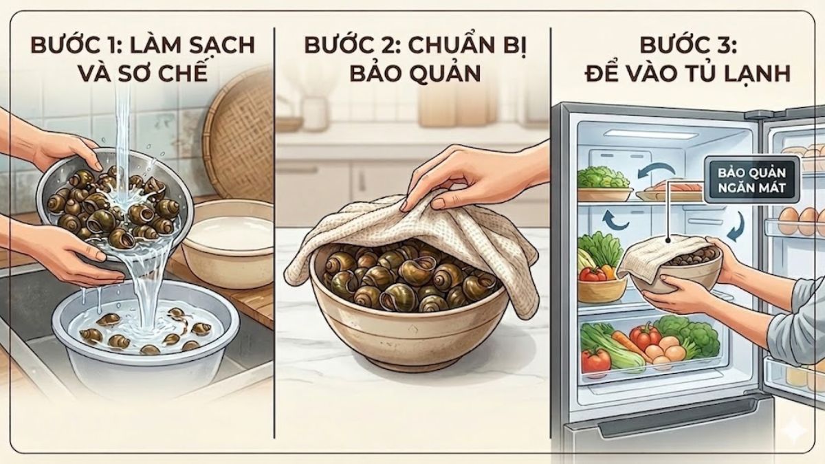 Cách bảo quản ốc trong ngăn mát tủ lạnh 