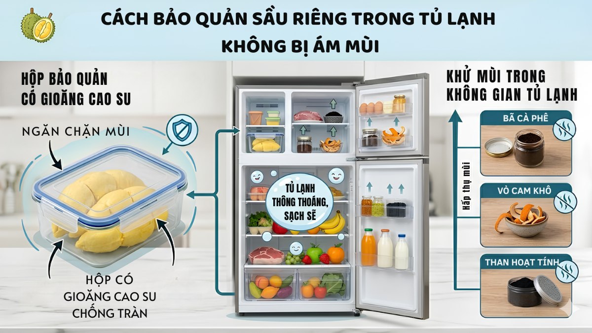 Cách bảo quản sầu riêng không bị ám mùi tủ lạnh