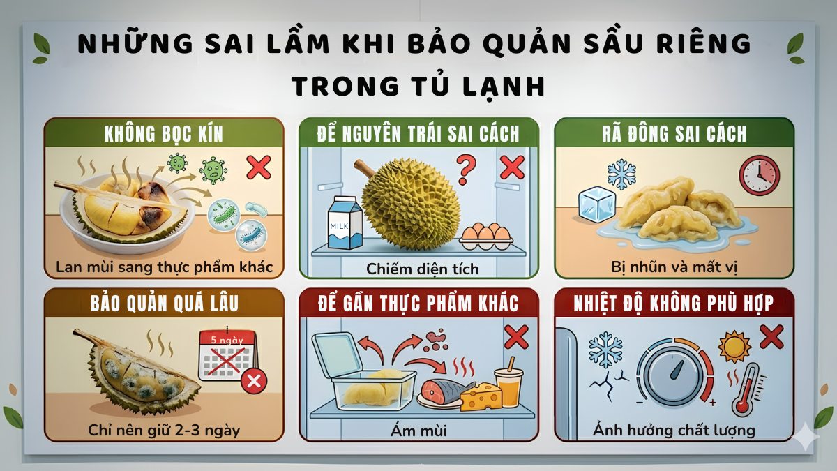 Những sai lầm khi bảo quản sầu riêng trong tủ lạnh