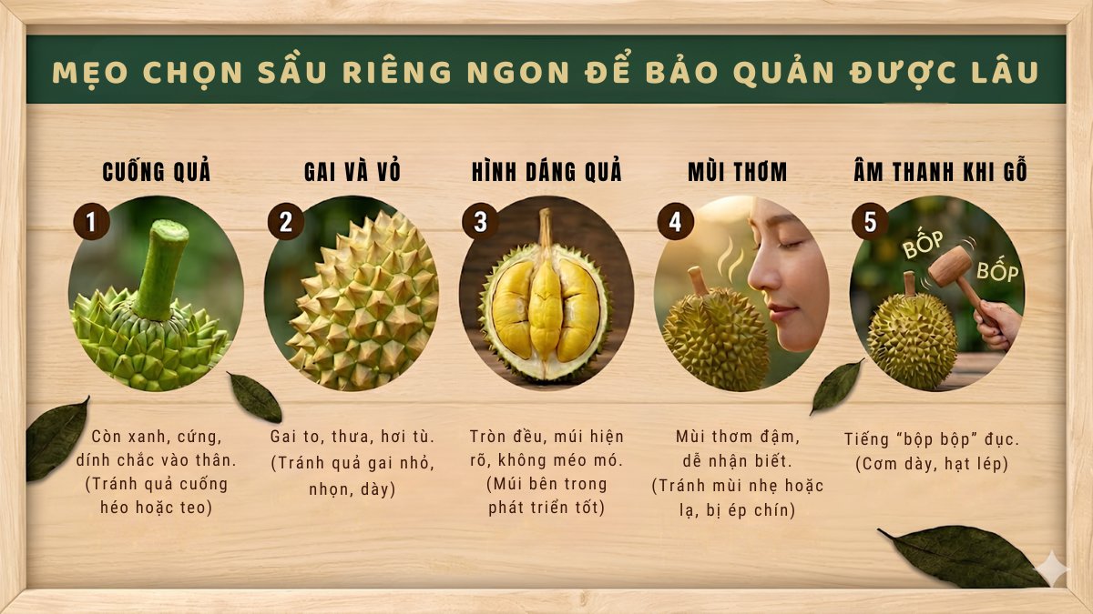 Mẹo chọn sầu riêng ngon để bảo quản được lâu