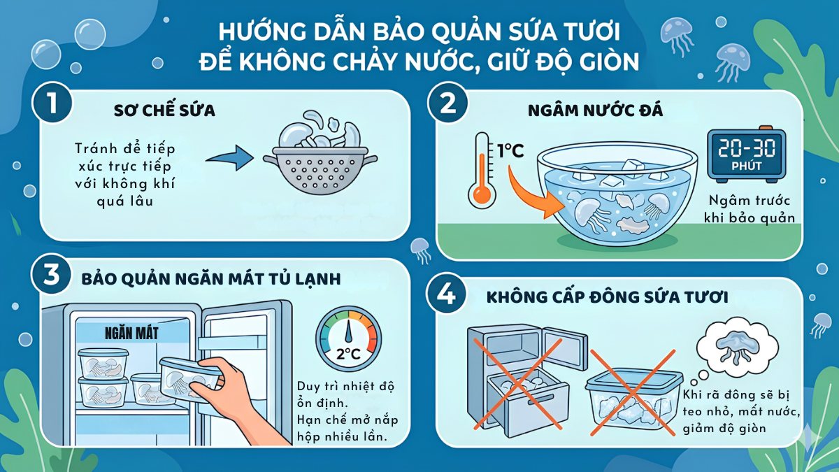 Cách bảo quản sứa tươi trong tủ lạnh hiệu quả