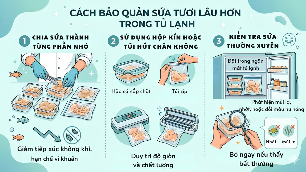 Cách bảo quản sứa tươi lâu hơn trong tủ lạnh